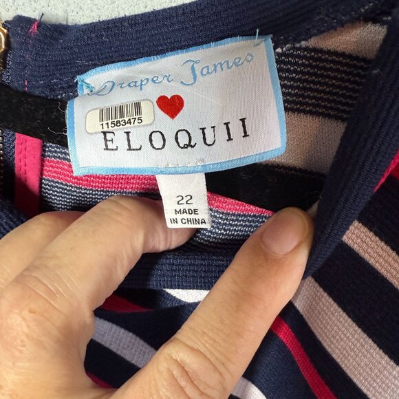 Draper James Eloquii Collaboration Striped Ottoman Dress Plus Sz 22 Career Offic - Picture 11 of 13